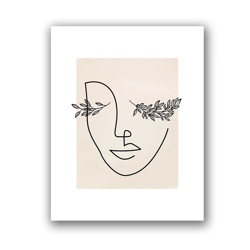 One-Line Woman Face Poster