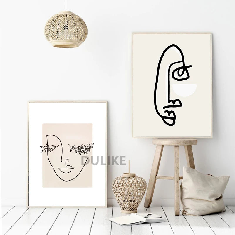 One-Line Woman Face Poster