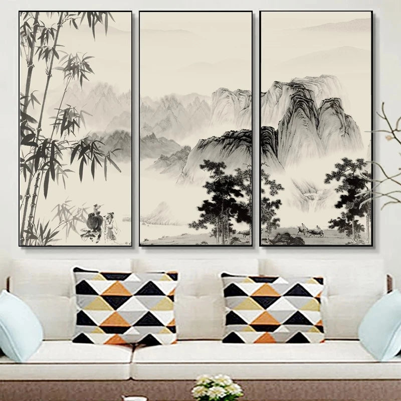 Chinese Landscape Ink Canvas