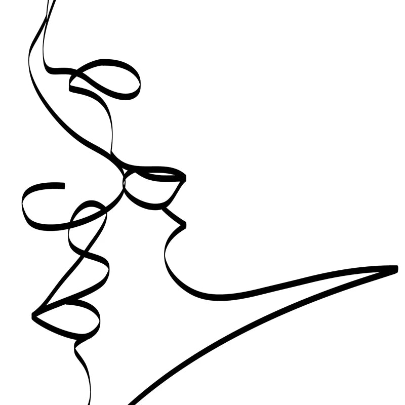 Single-Line Kiss Couple Poster