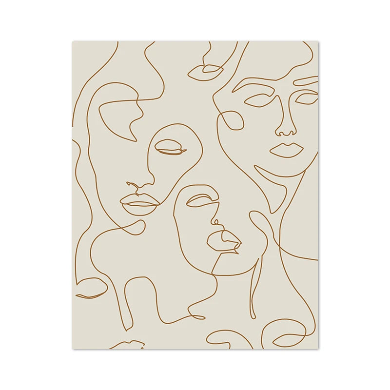One-Line Woman Face Poster