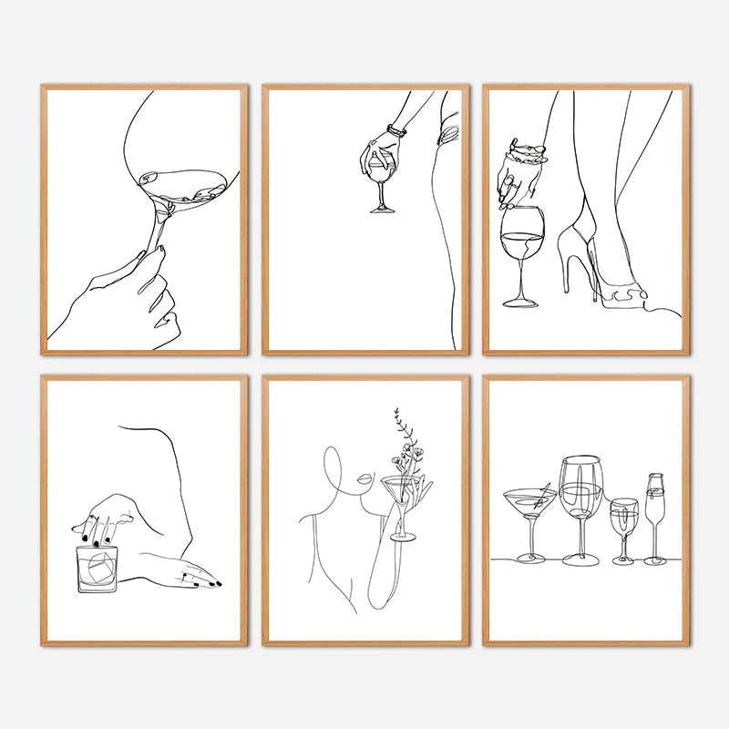 Wine Woman Line Art Poster
