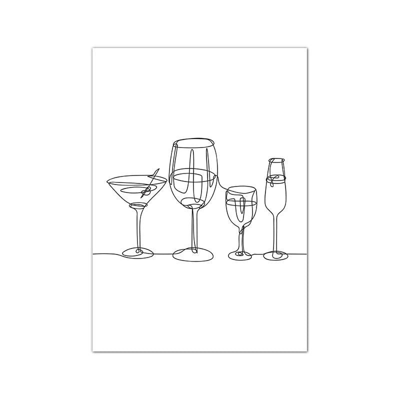 Wine Woman Line Art Poster