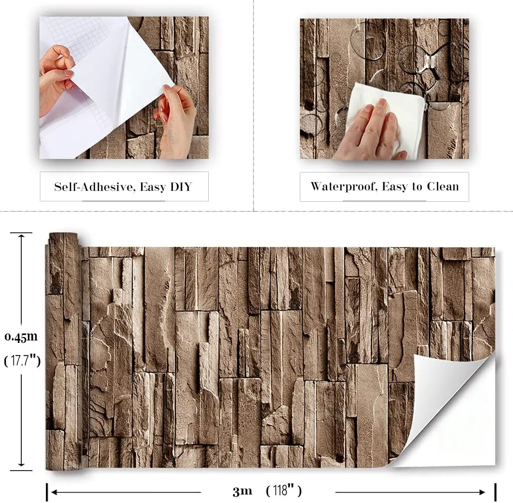 3D Brick Peel-Stick Wallpaper