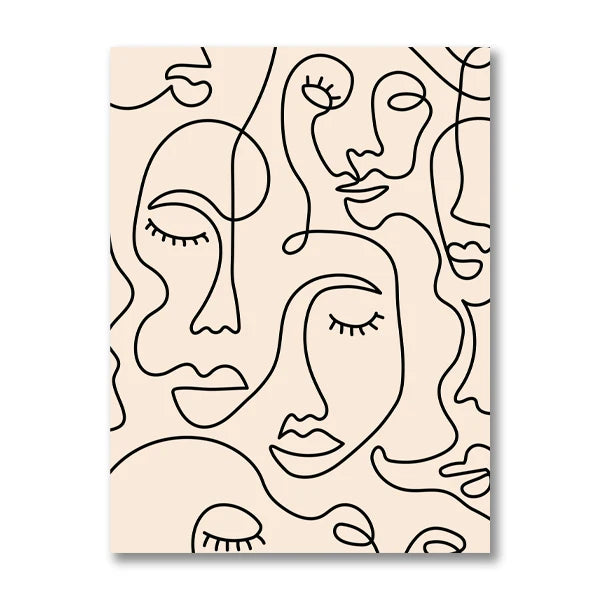 One-Line Woman Face Poster