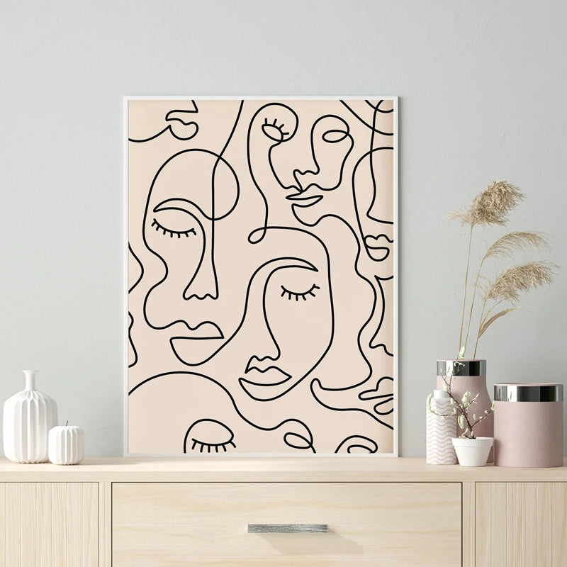 One-Line Woman Face Poster