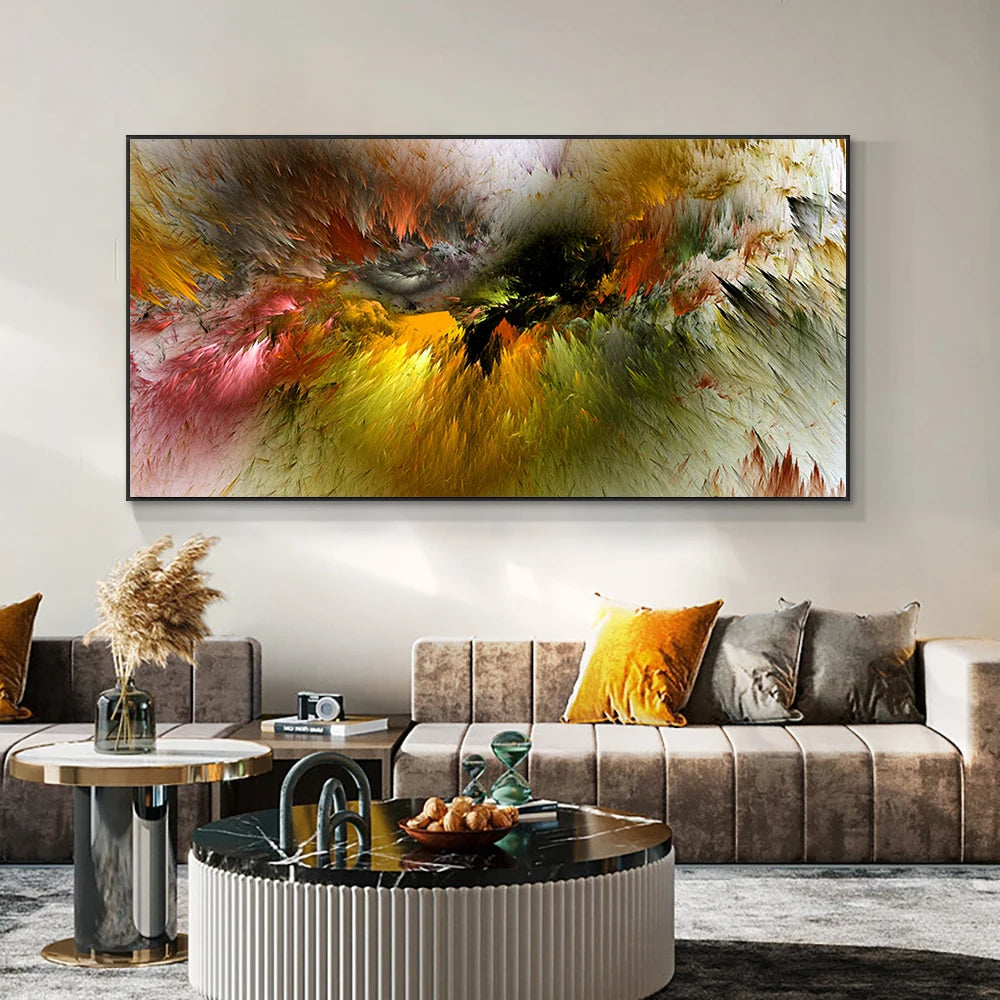 Grey Yellow Cloud Abstract Poster