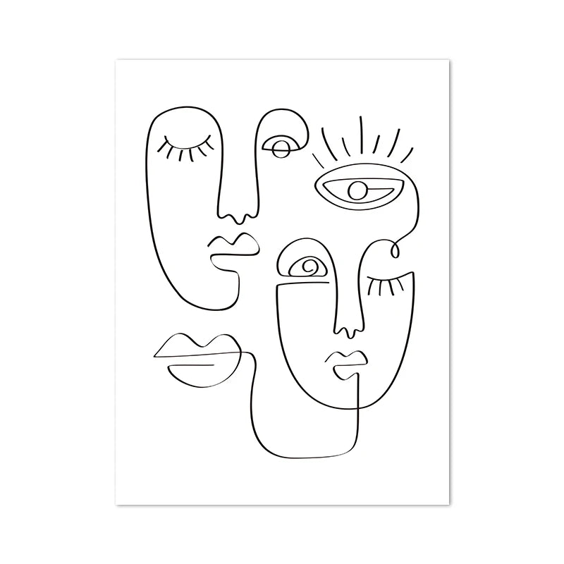 One-Line Woman Face Poster