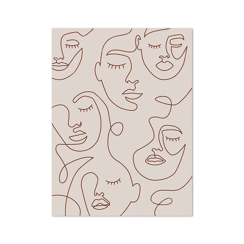 One-Line Woman Face Poster