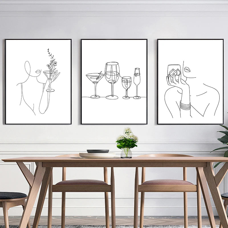 Wine Woman Line Art Poster