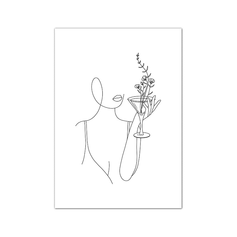 Wine Woman Line Art Poster