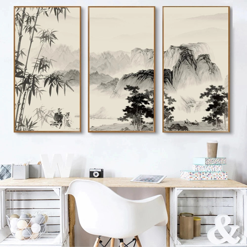 Chinese Landscape Ink Canvas