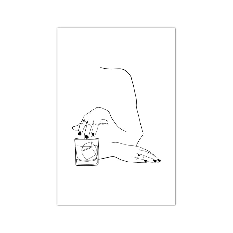 Wine Woman Line Art Poster