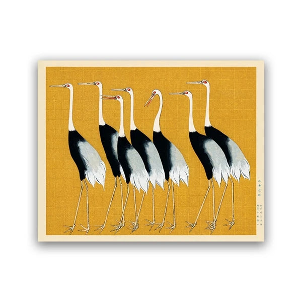 Hokusai Red Crane Art