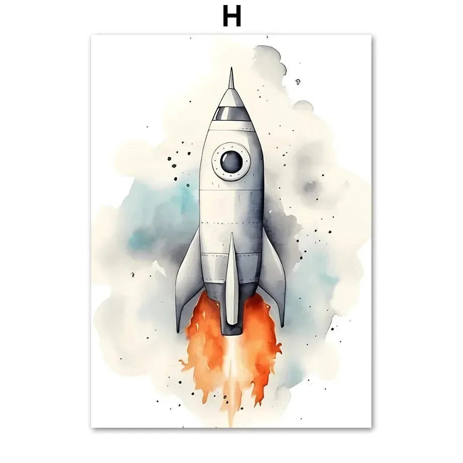 Space Rocket Nursery Art