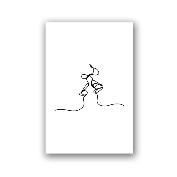 Single-Line Kiss Couple Poster