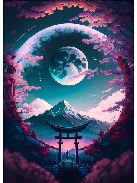 Fuji Cyberpunk Landscape Print