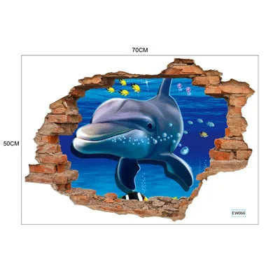 3D Broken Wall Window Sticker