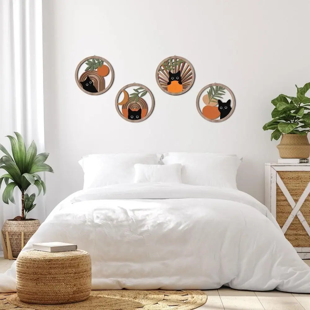Boho Black Cat Wall Decor