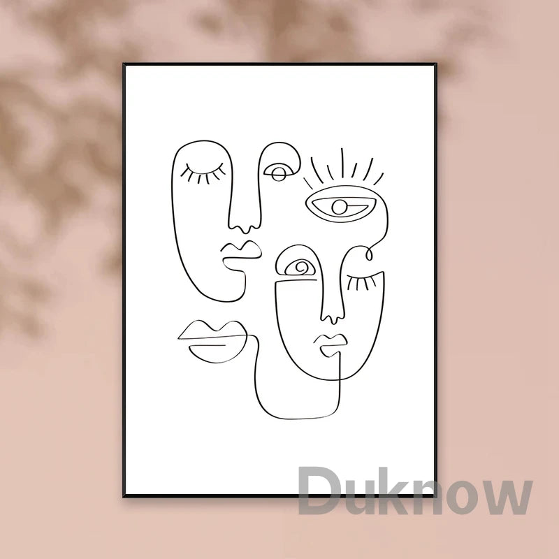 One-Line Woman Face Poster