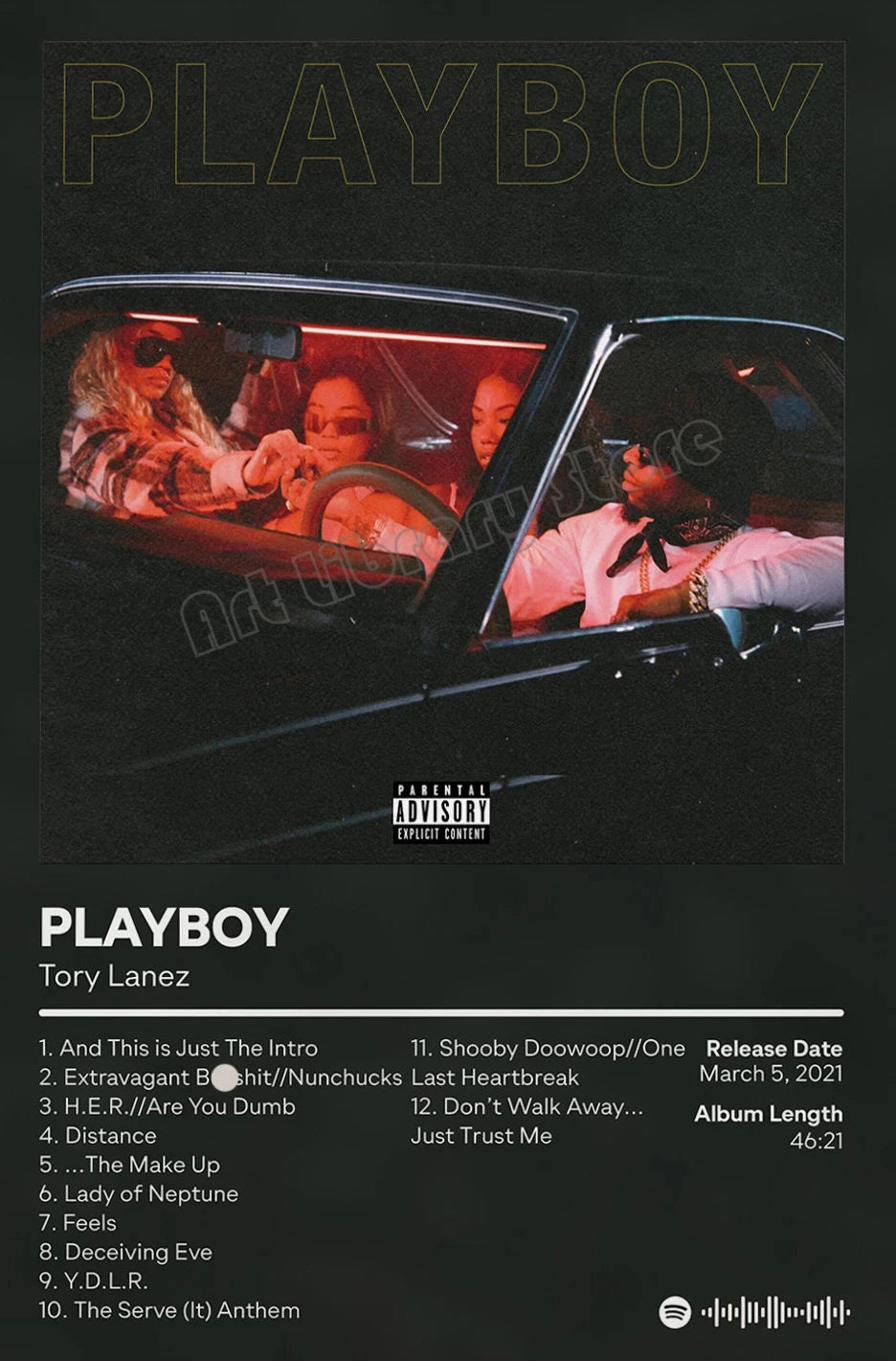 Tory Lanez Tracklist Poster