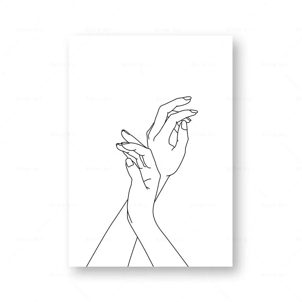 Minimalist Holding Hands Line Art