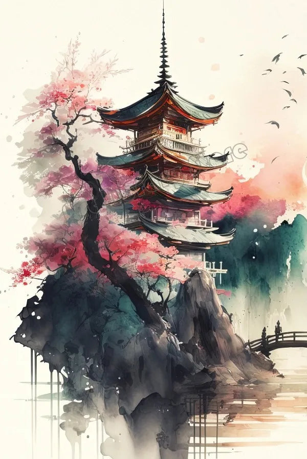 Zen Bonsai Pagoda Poster