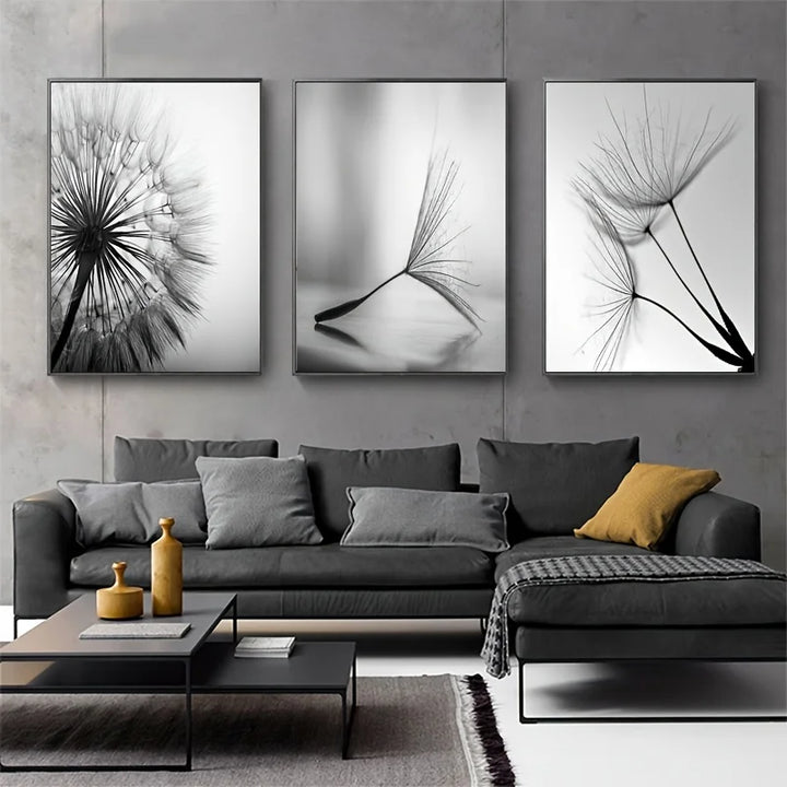 Black White Dandelion Poster