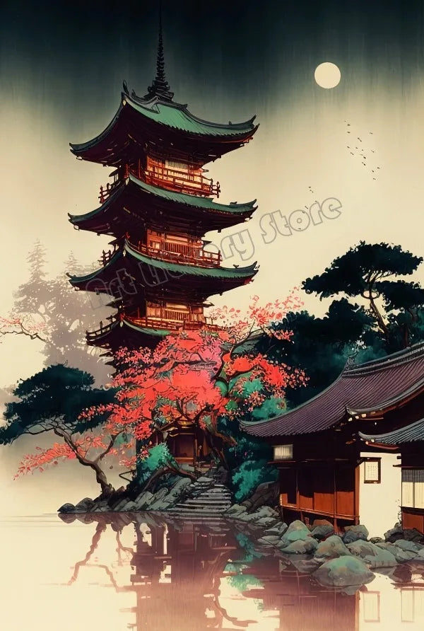 Zen Bonsai Pagoda Poster