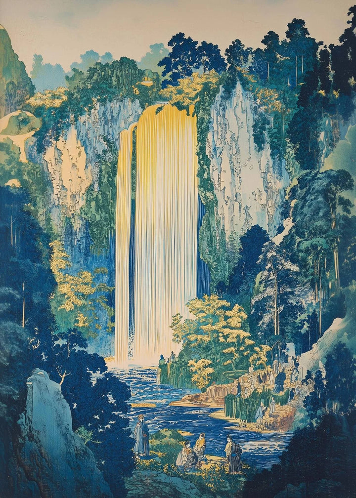 Hokusai Waterfall Ukiyo-e Print
