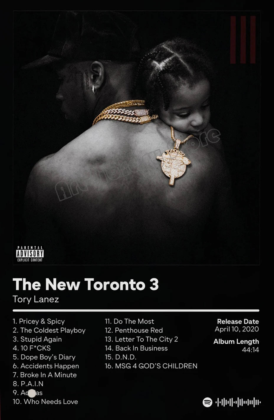 Tory Lanez Tracklist Poster