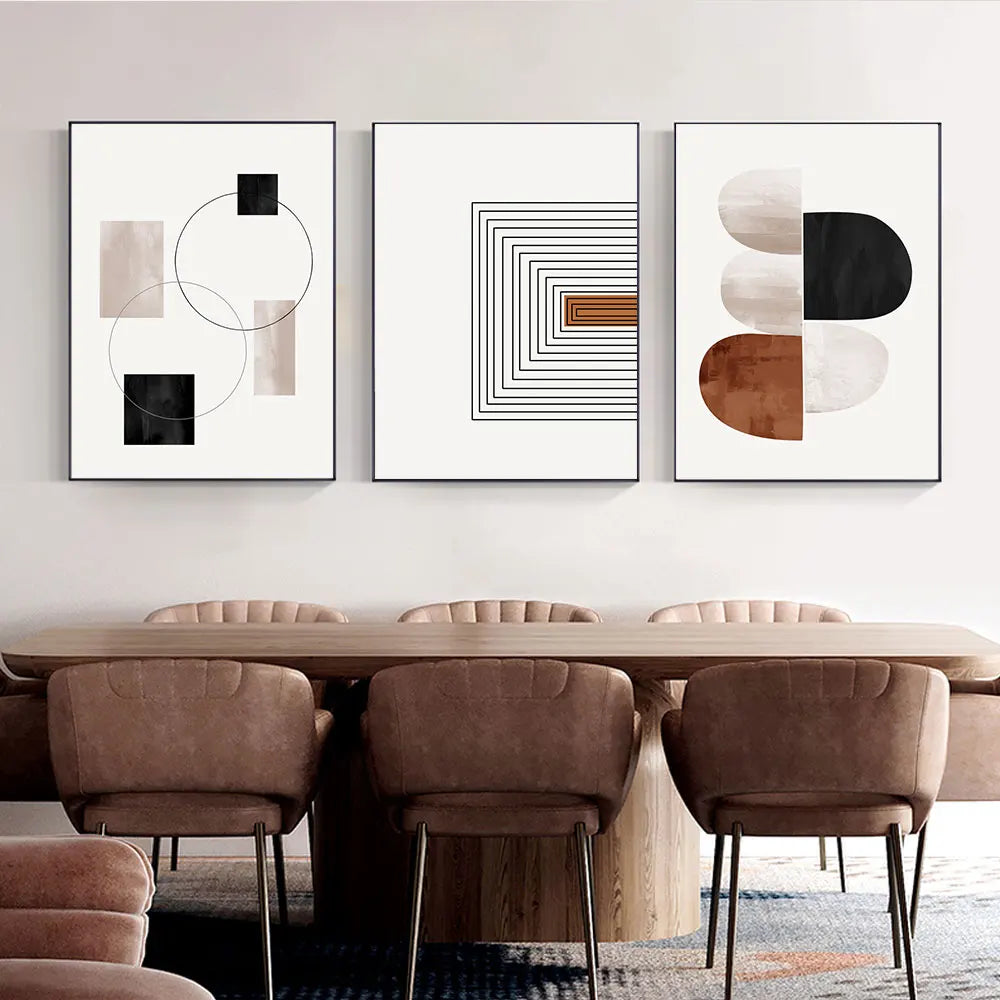 Black White Geometric Line Canvas