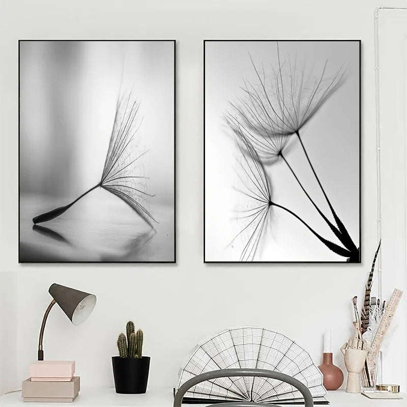 Black White Dandelion Poster