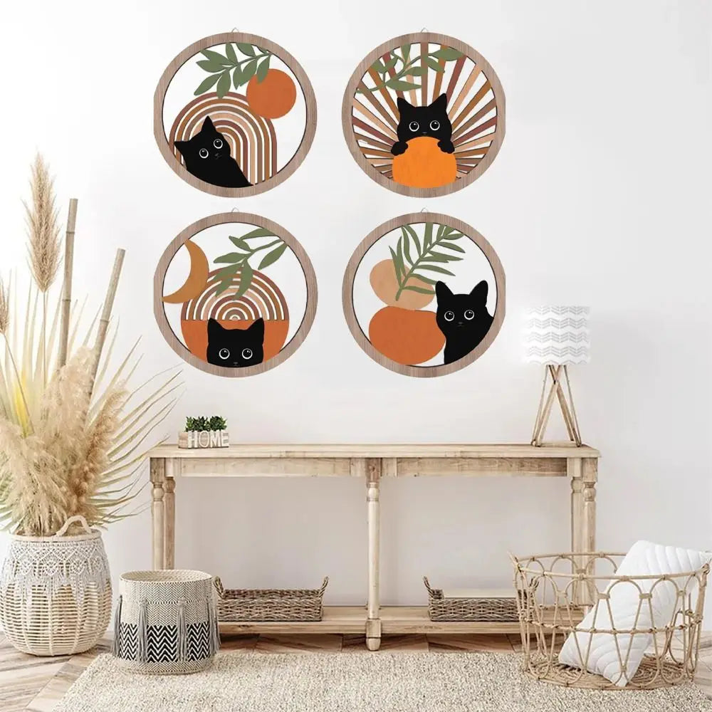 Boho Black Cat Wall Decor