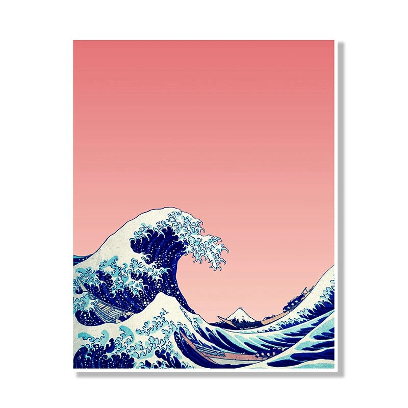 Hokusai Red Crane Art