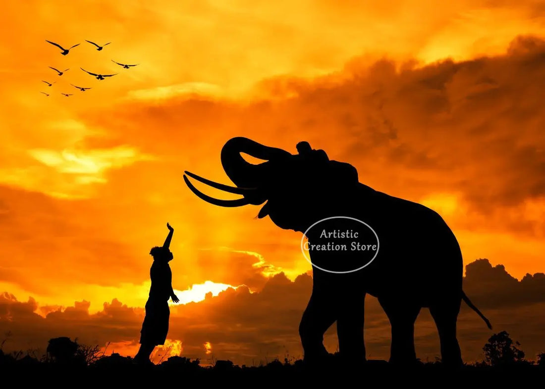 African Elephant Sunset Canvas