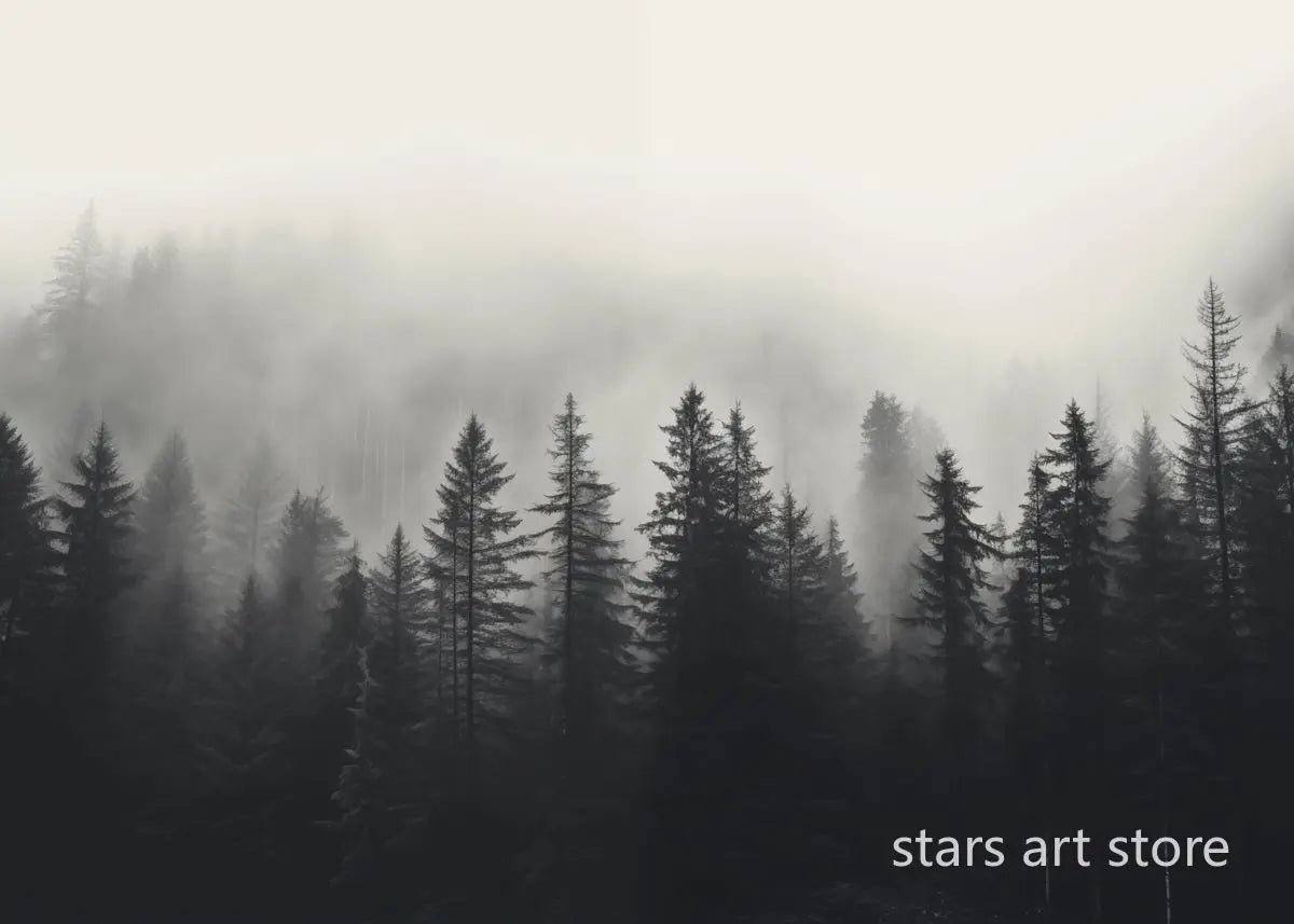 Foggy Forest Waterfall Canvas