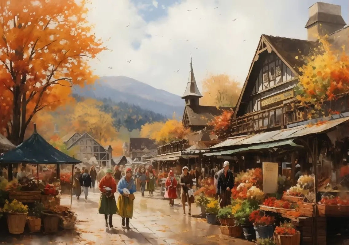 Autumn Countryside Deer Canvas