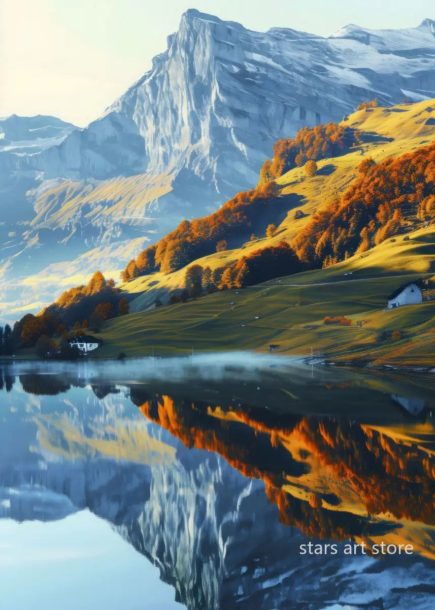 Foggy Forest Waterfall Canvas