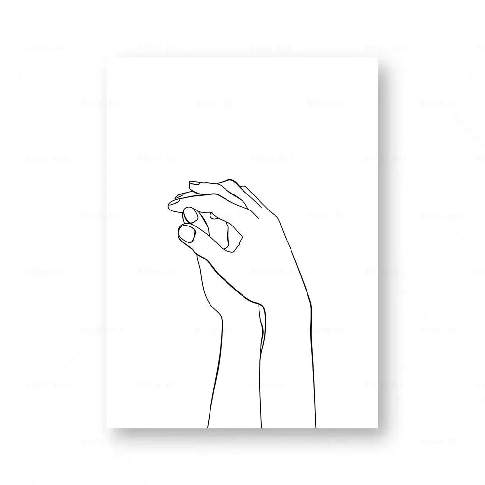 Minimalist Holding Hands Line Art