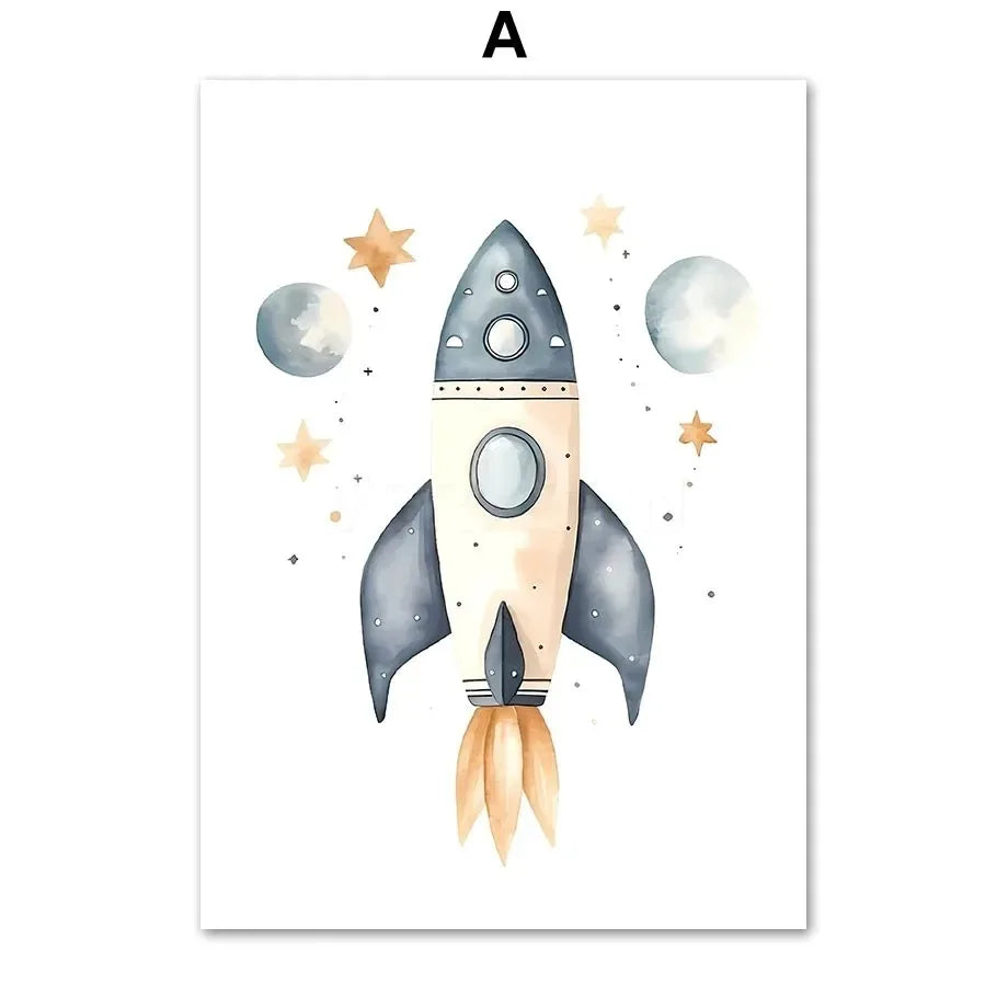 Space Rocket Nursery Art