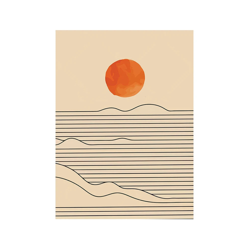 Burnt Orange Sunrise Sea Poster