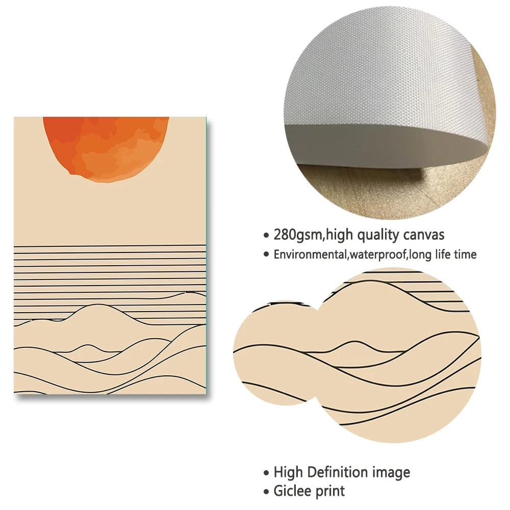 Burnt Orange Sunrise Sea Poster