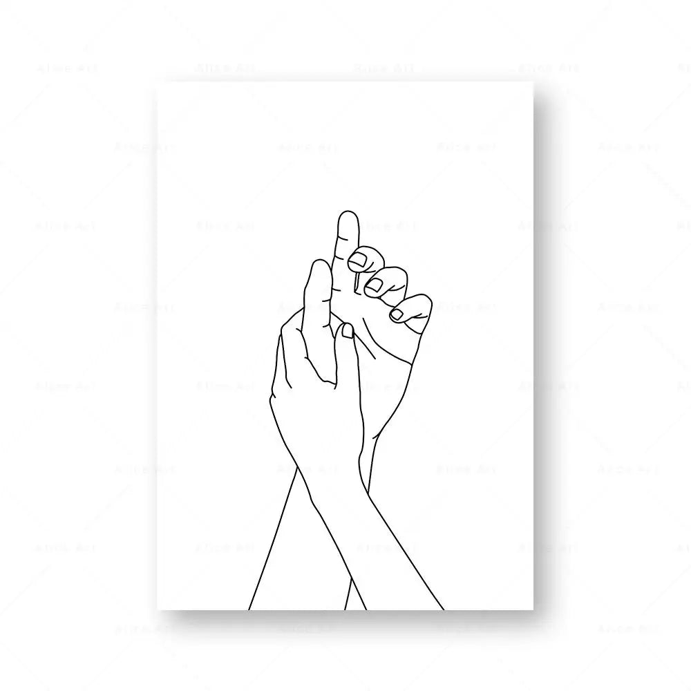 Minimalist Holding Hands Line Art