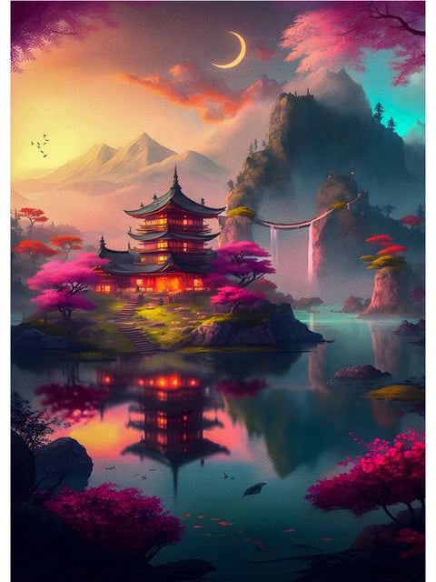 Fuji Cyberpunk Landscape Print