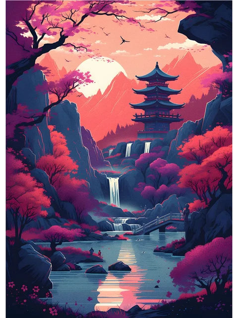 Fuji Cyberpunk Landscape Print