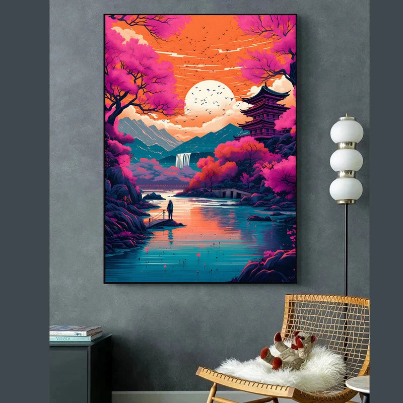 Fuji Cyberpunk Landscape Print