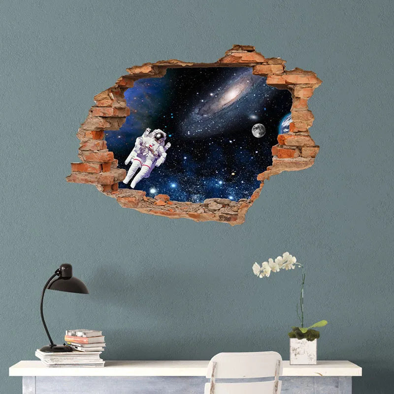 3D Broken Wall Window Sticker
