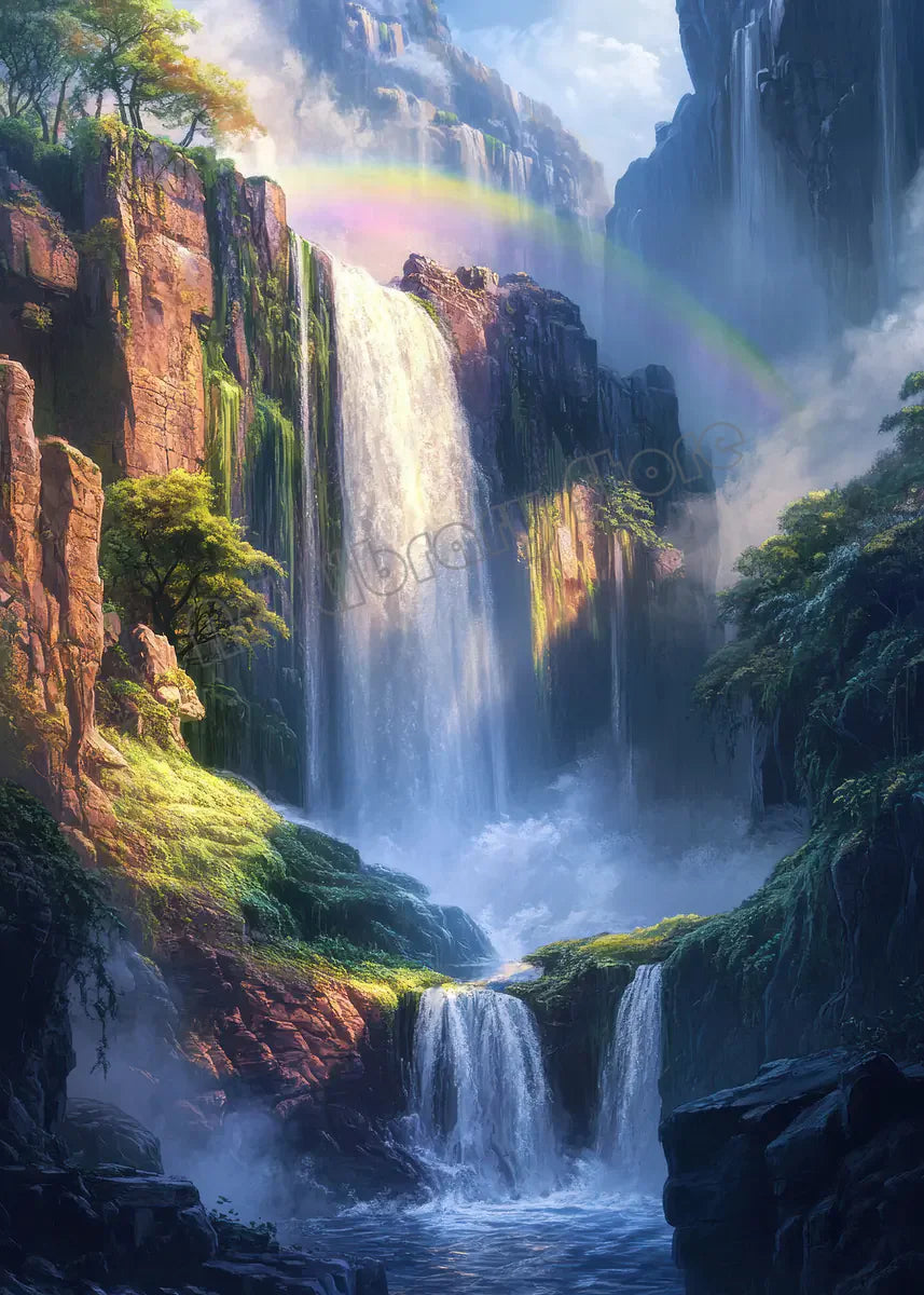 Zen Lake Waterfall Canvas