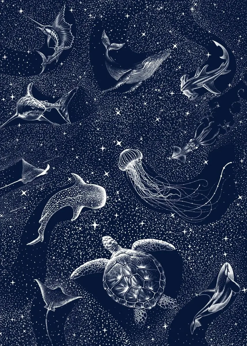 Cosmic Ocean Animal Canvas